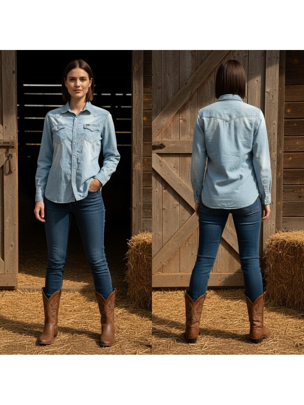 1825 - Lee Light Blue Denim Shirt Size L 100% Cotton